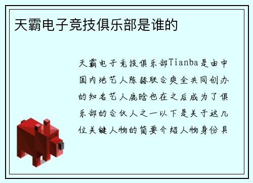 天霸电子竞技俱乐部是谁的
