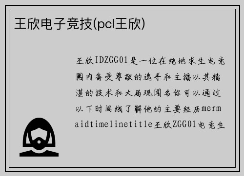 王欣电子竞技(pcl王欣)