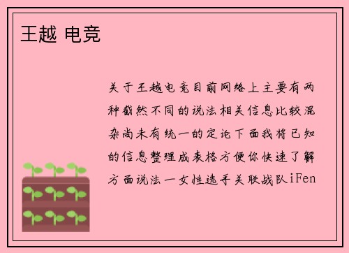 王越 电竞